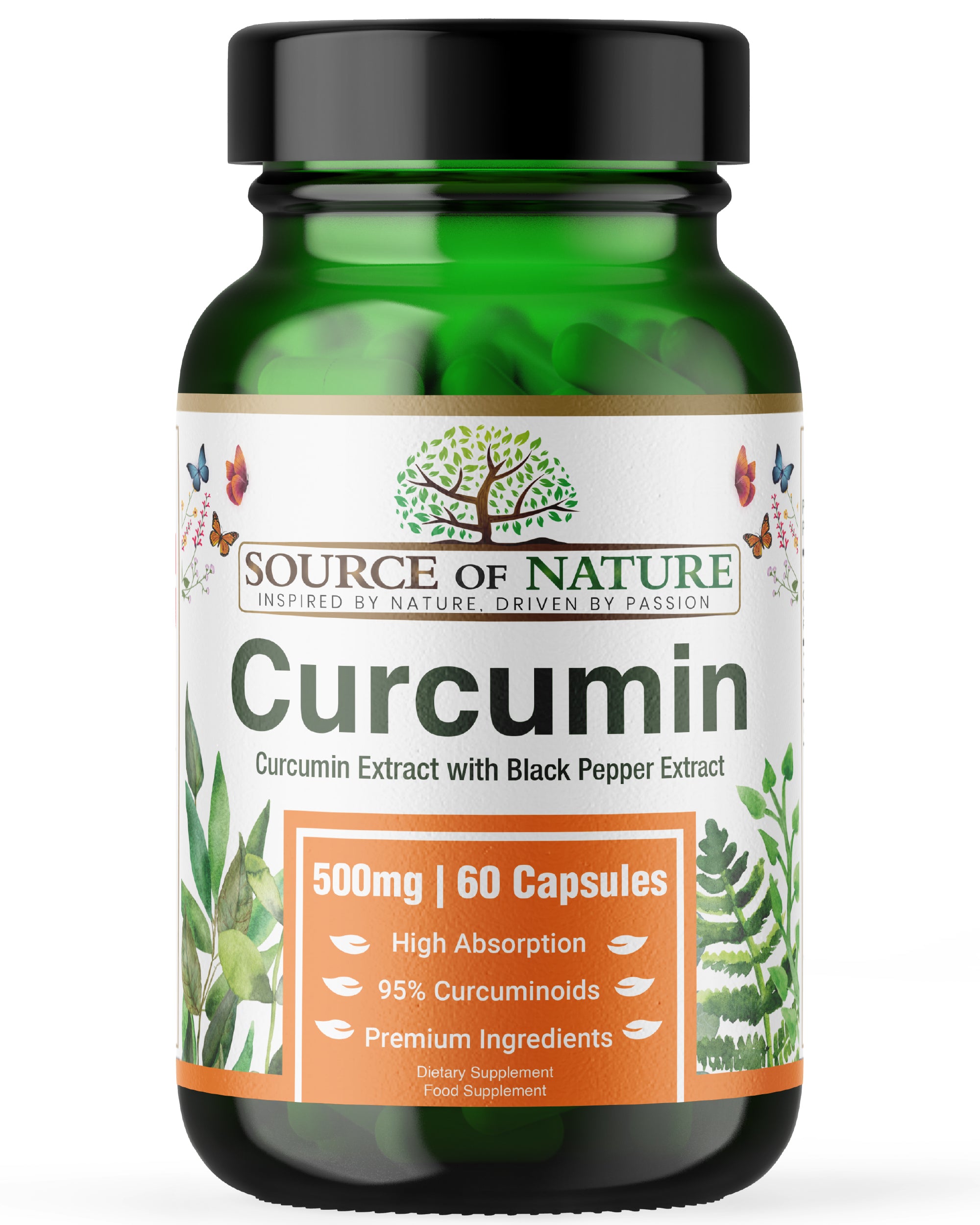 Curcumin 500mg | 60 Capsules | Approvisionnement de 2 mois